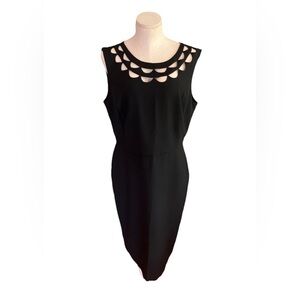 NWT Ann Taylor Black Sheath Midi Dress with Cutout Neck